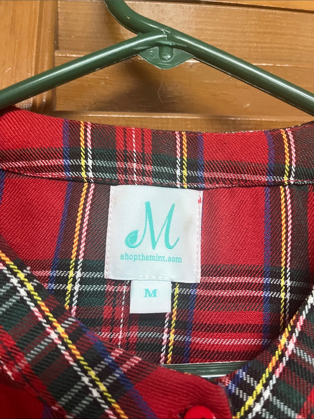 Red Plaid Ruffle Button-Front Women's Top - Picture 2 of 6